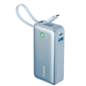 Anker Nano Power Bank (PowerCore 30W,Built-In USB-C Cable) -Blue