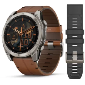 fēnix® 8 – 51 mm, AMOLED Sapphire, Titanium with Chestnut Leather Band