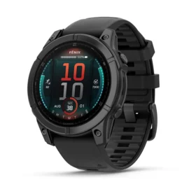 fēnix® E – 47 mm, AMOLED Slate grey steel with Black silicone band