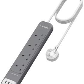 RAVPower RP-PC1039 4 Outlets Power Strip Gray UK Version 3m with USB Port