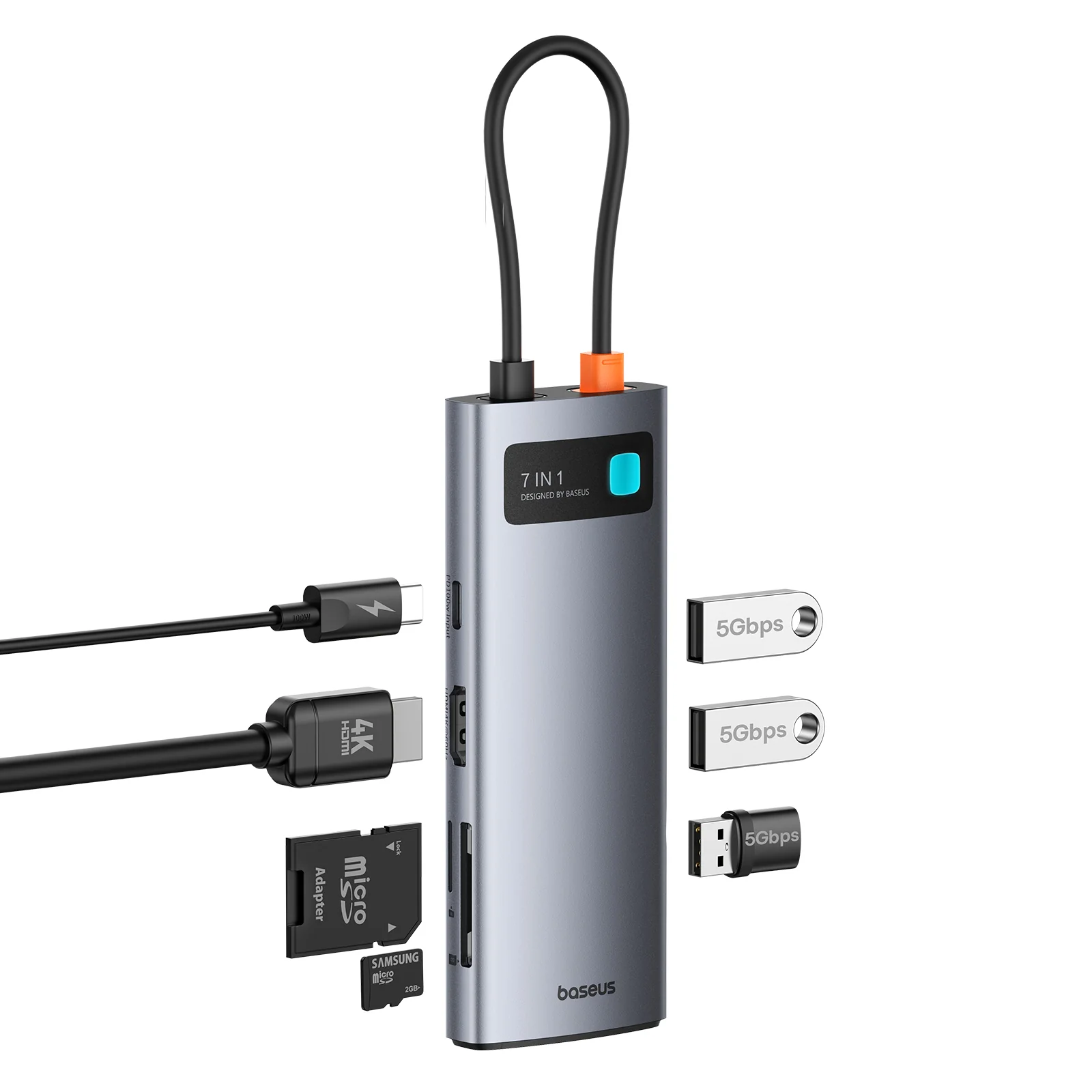 Baseus Metal Gleam 7-Port HUB – Space Grey